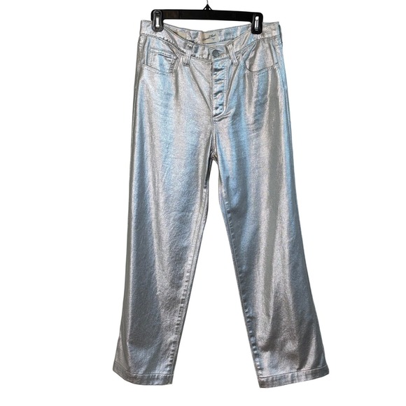 Universal Thread Denim - Silver Jeans Metallic 90s Baggy Womens Festival Futuristic Streetwear‎ Jeans 4